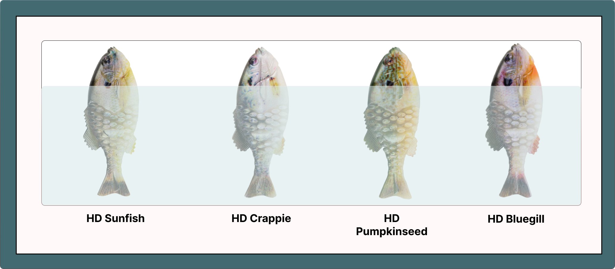 For high visibility, consider these four Berkley Powerbait Gilly color options:   PowerBait Gilly - HD Pumpkinseed PowerBait Gilly - HD Sunfish PowerBait Gilly - HD Crappie PowerBait Gilly - HD Bluegill